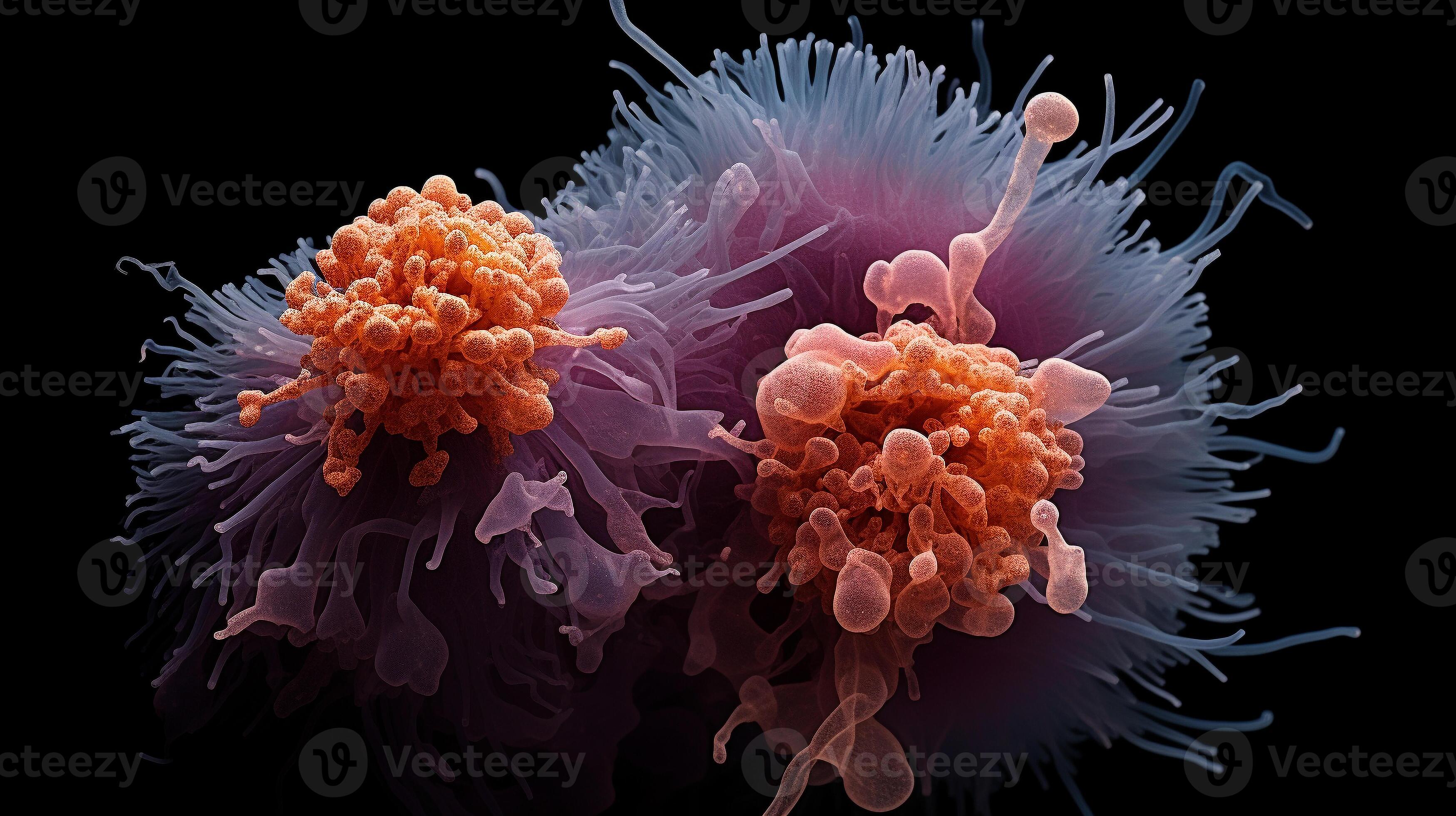 Microscopic scale mold, bacteria, Virus, cell in multiple color