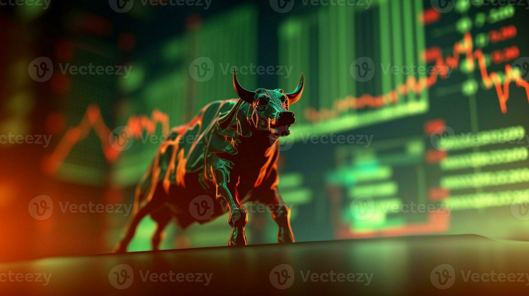 Stock bull market design concept background, AI Generated. photo