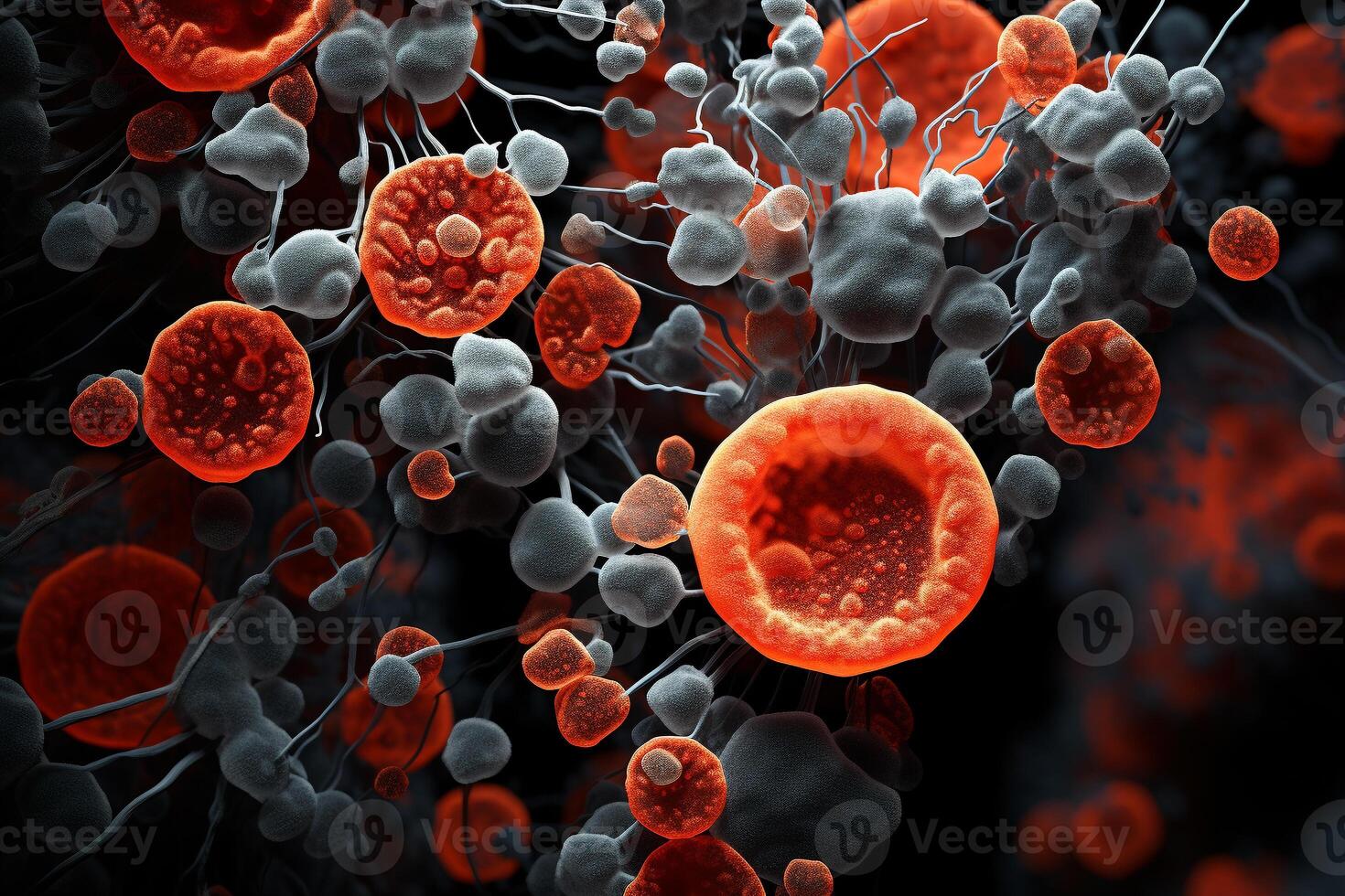 Microscopic scale mold, bacteria, Virus, cell in multiple color