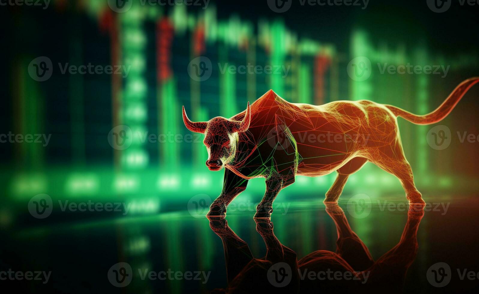 Stock bull market design concept background, AI Generated. photo