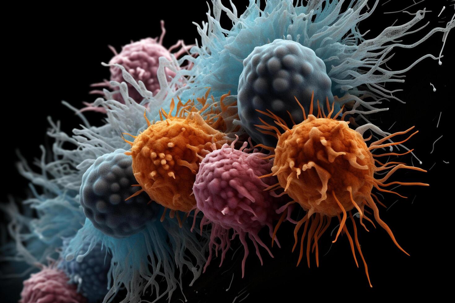 Microscopic scale mold, bacteria, Virus, cell in multiple color abstract concept, . photo