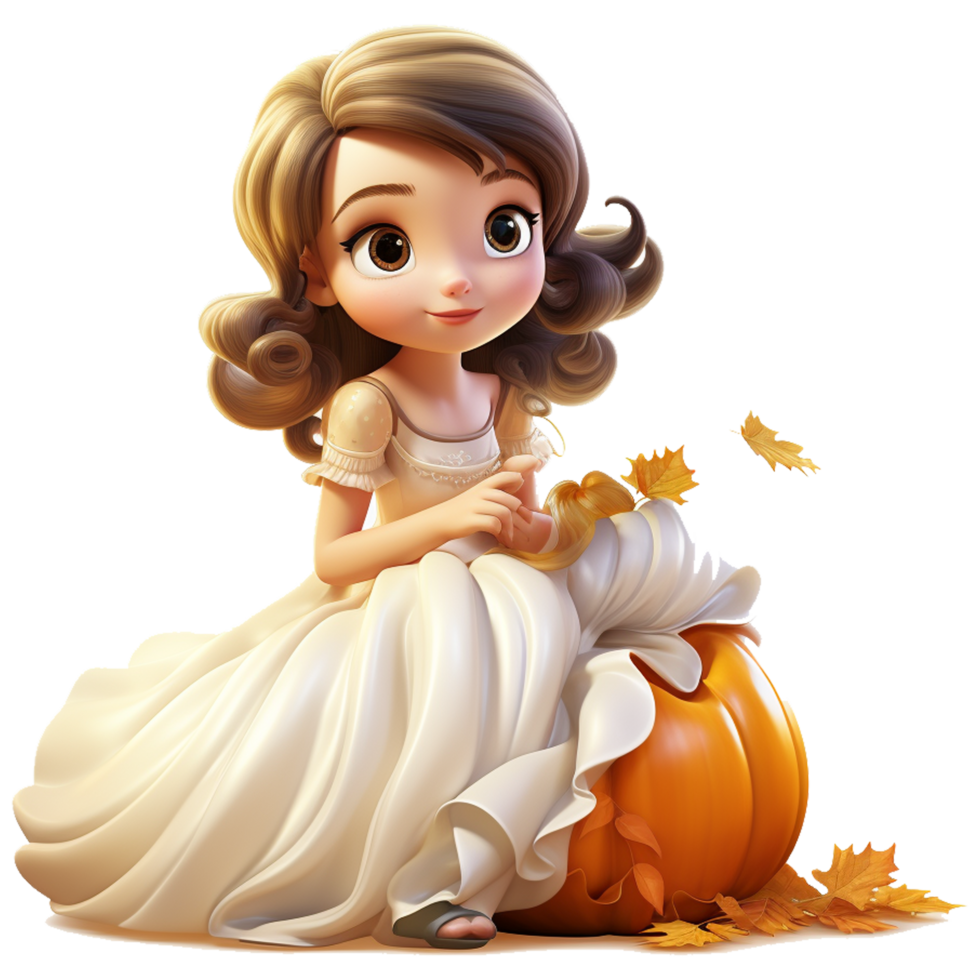 un' cartone animato ragazza nel un' bianca vestito generativo ai png
