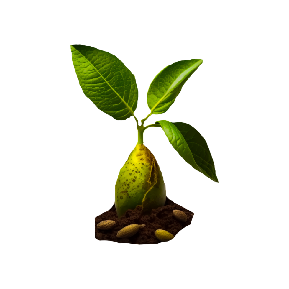 Fresh sliced green avocado isolated on transparent background png