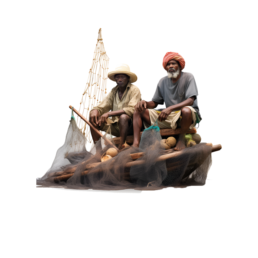 Two Fisher in boat cartoon AI Generated png
