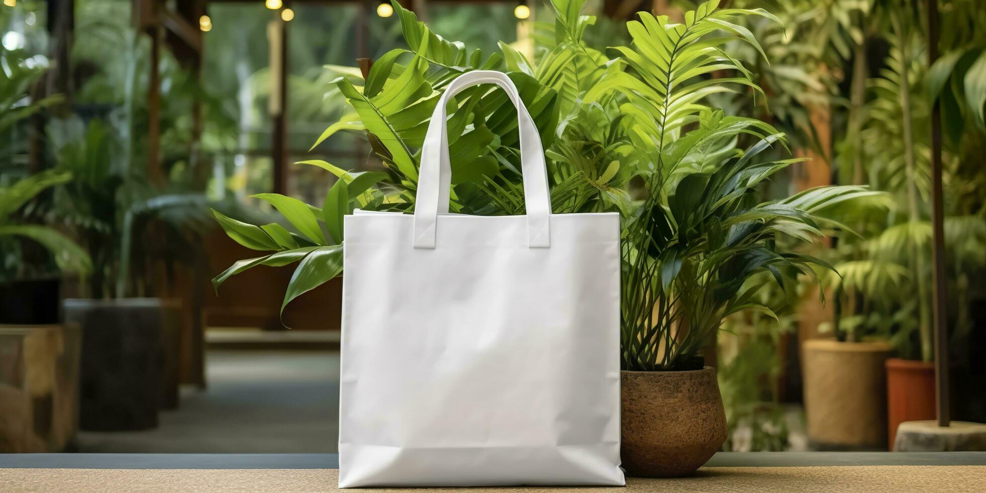 blanco blanco bolso Bosquejo con natural tema antecedentes. ai generativo foto