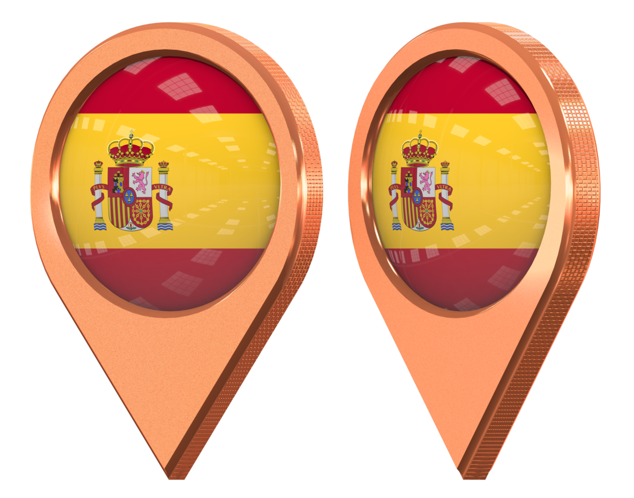 Spain Flag Location Icon, Isolated with Different Angled, 3D Rendering png