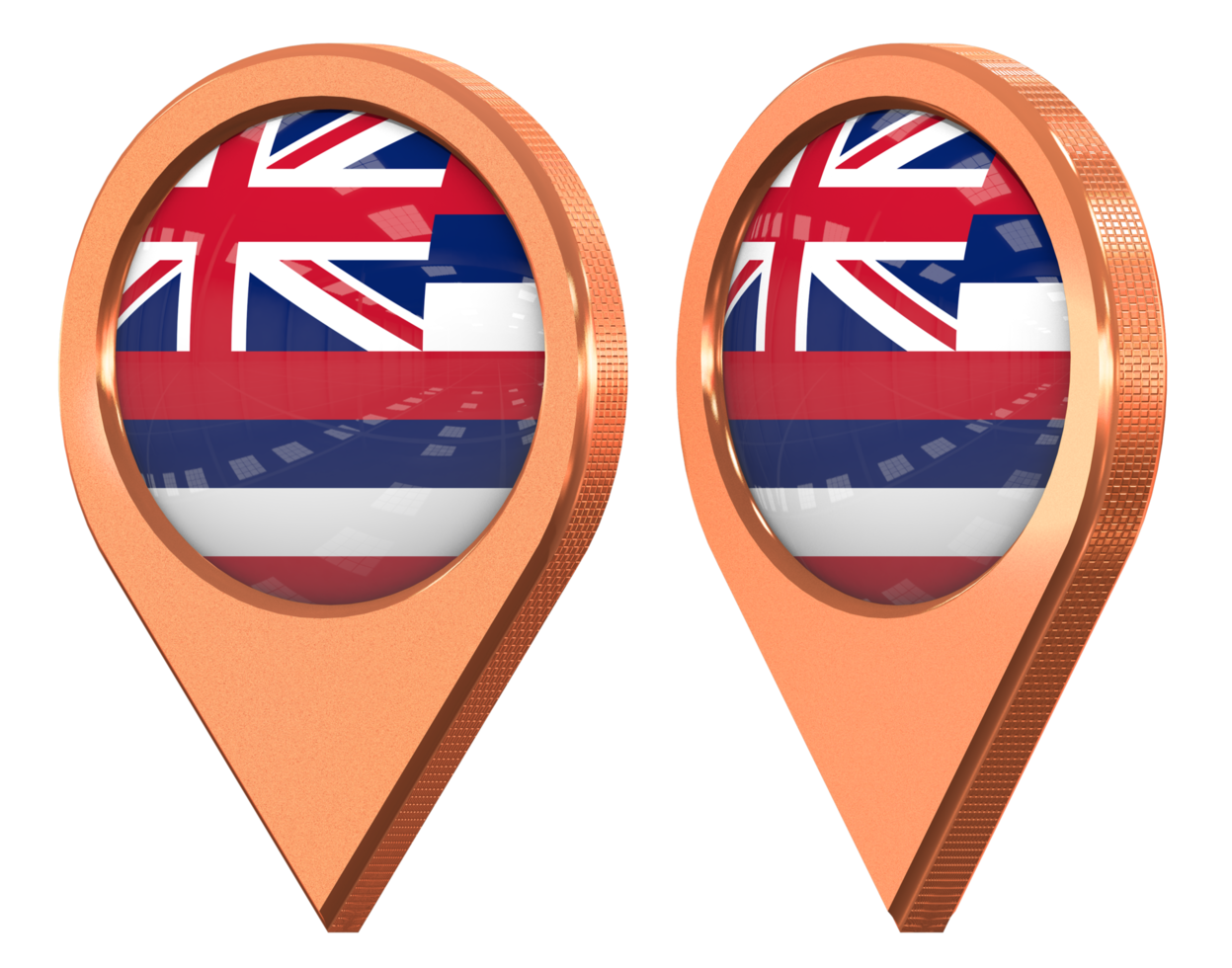 State of Hawaii Flag Location Icon, Isolated with Different Angled, 3D Rendering png