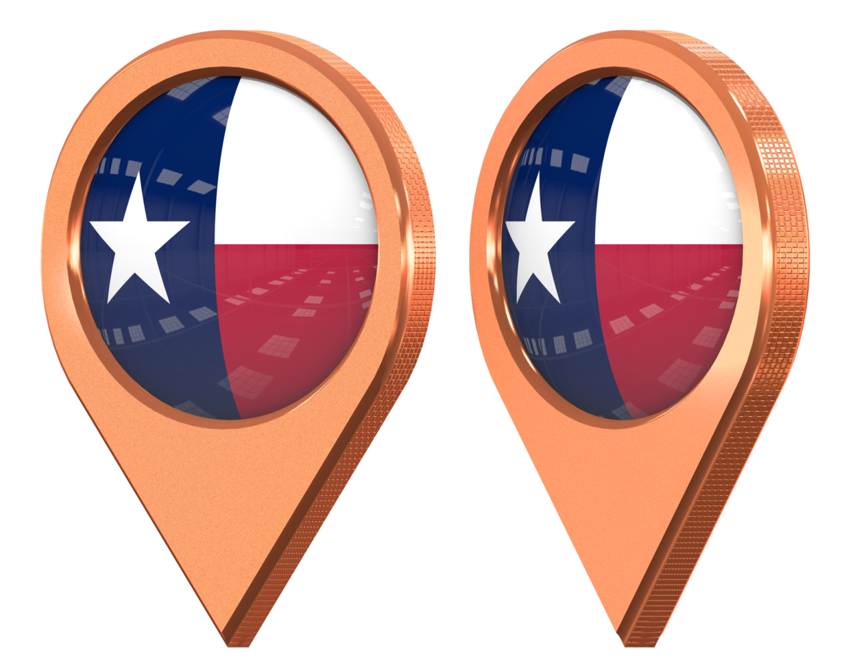 State of Texas Flag Location Icon, Isolated with Different Angled, 3D Rendering png