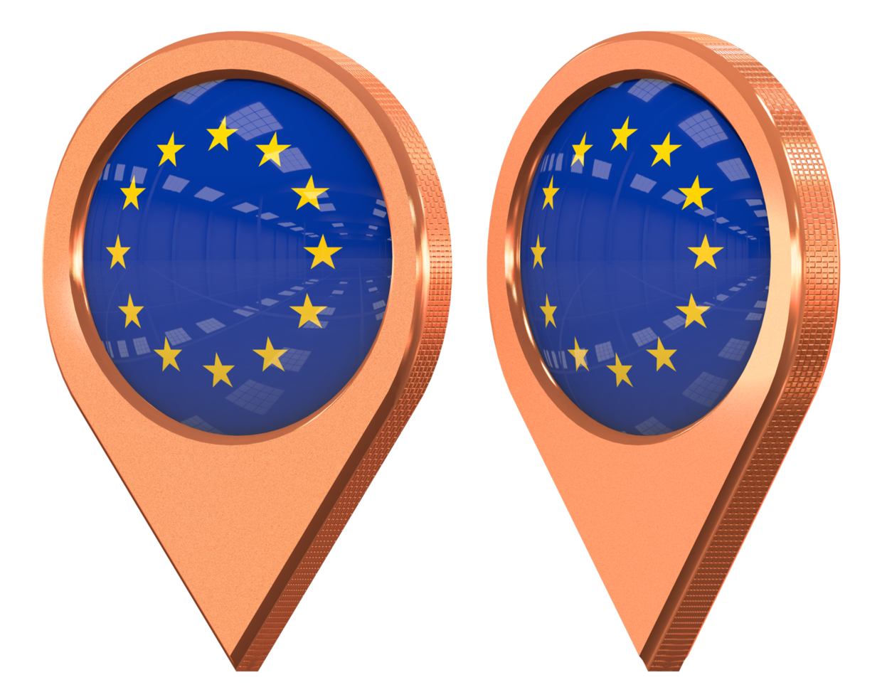 European Union, EU Flag Location Icon, Isolated with Different Angled, 3D Rendering png