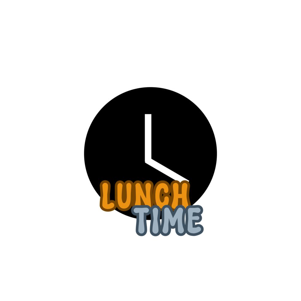 lunch time text calligraphy with clock black silhouette, Clock Silhouette drawing, clock Silhouette art, clock Silhouette design, lunch time  typography, clock illustration on transparent background png