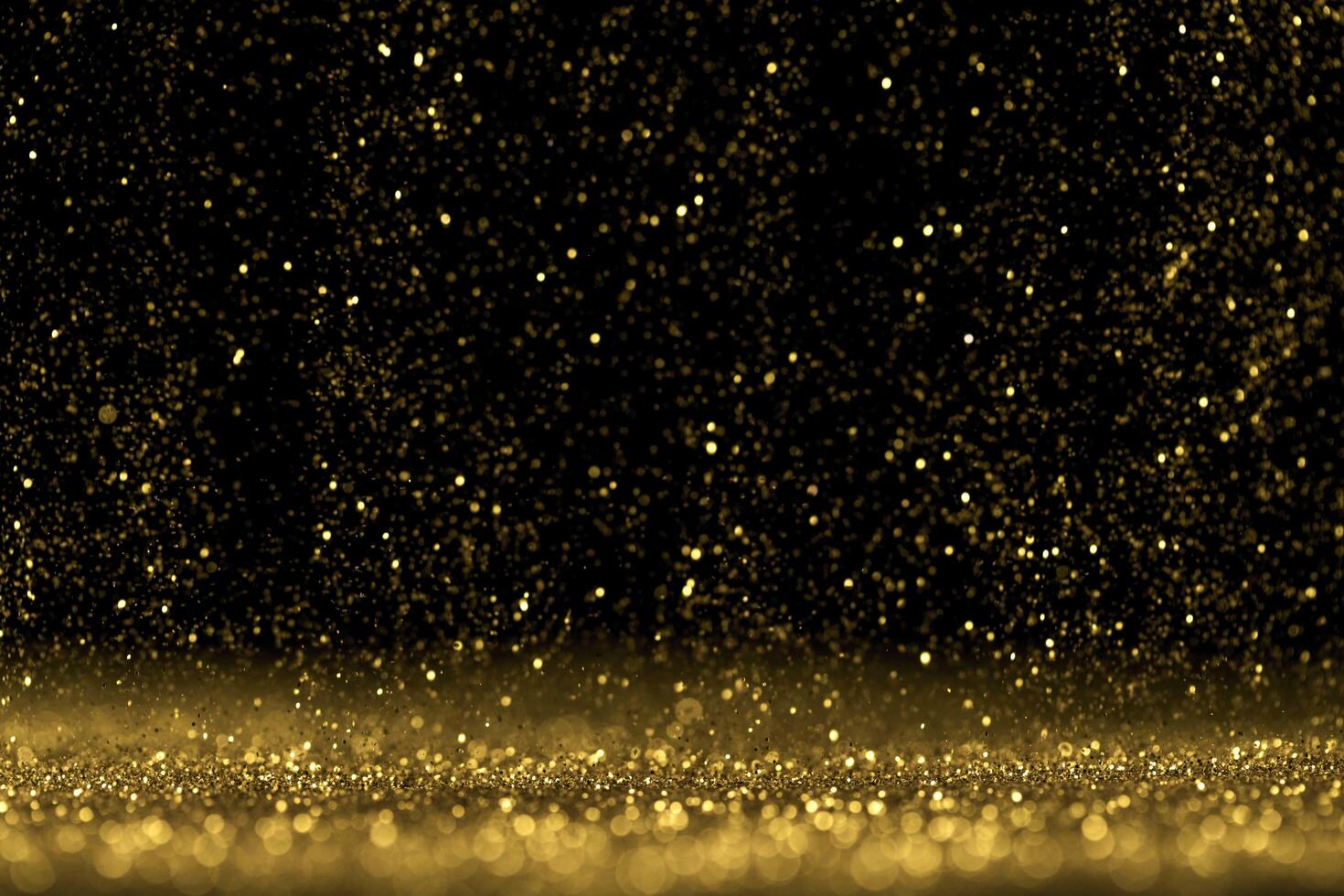 waterfalls golden glitter sparkle-bubbles champagne particles stars black background. Pro jpg photo