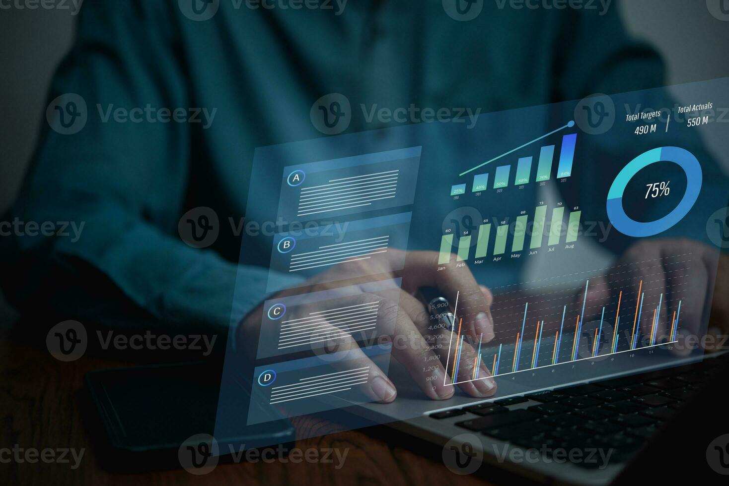 Dashboard insight Data Management System Analysis Key Performance Indicators.Business report marketing, financial organization strategy. photo