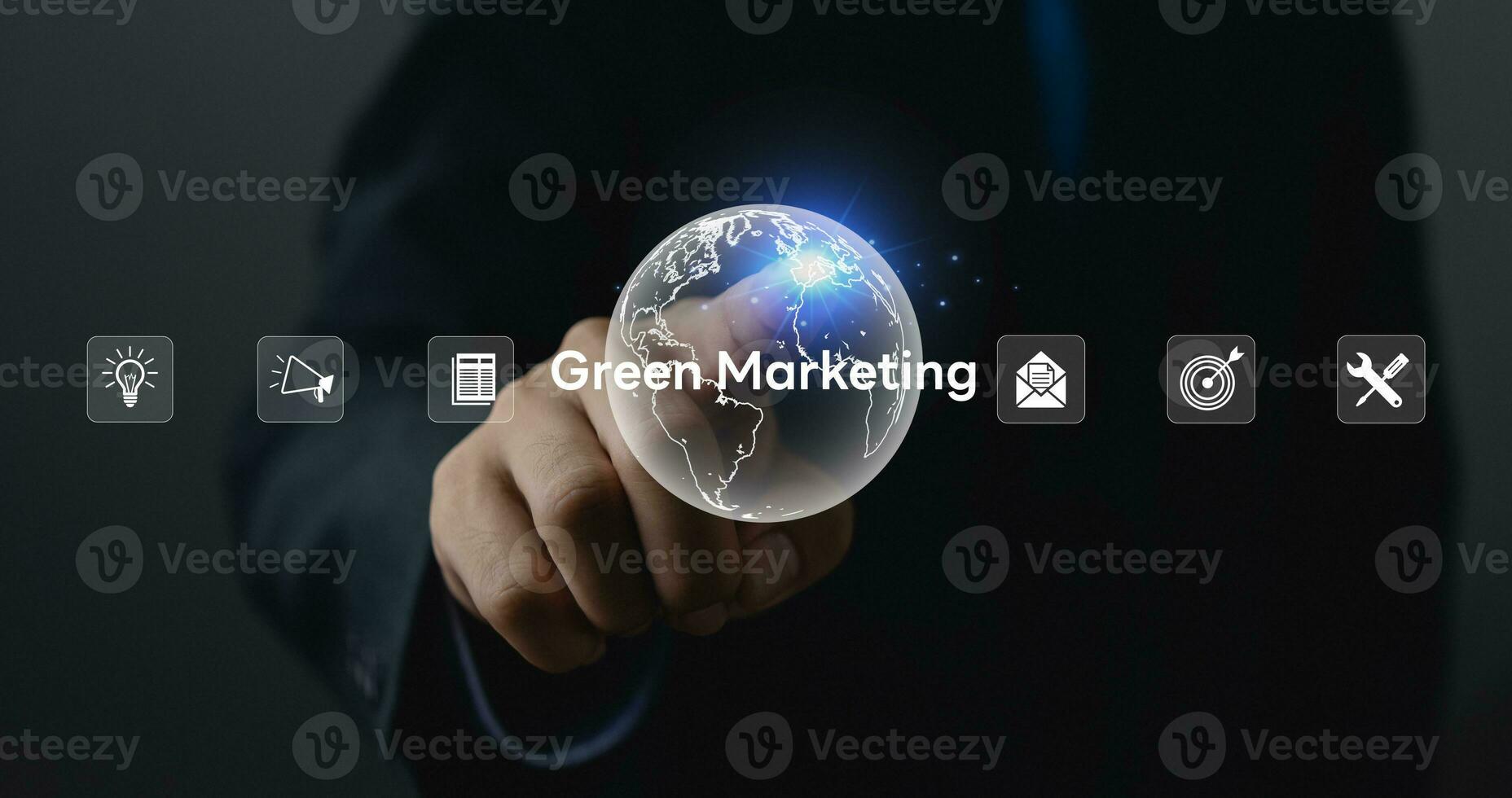 Green marketing business reduces global warming pollution, reduces carbon dioxide and reduces greenhouse effect. photo