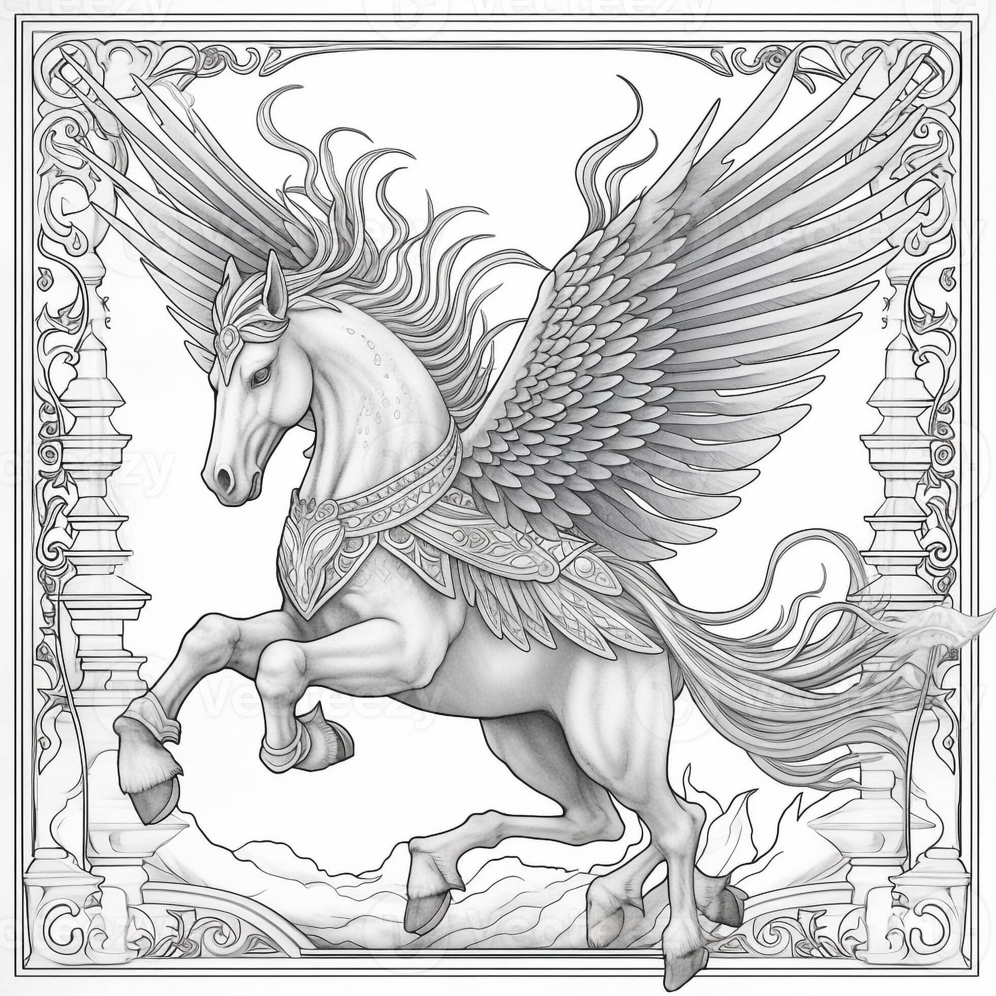 Pegasus Coloring Pages 26844567 Stock Photo at Vecteezy