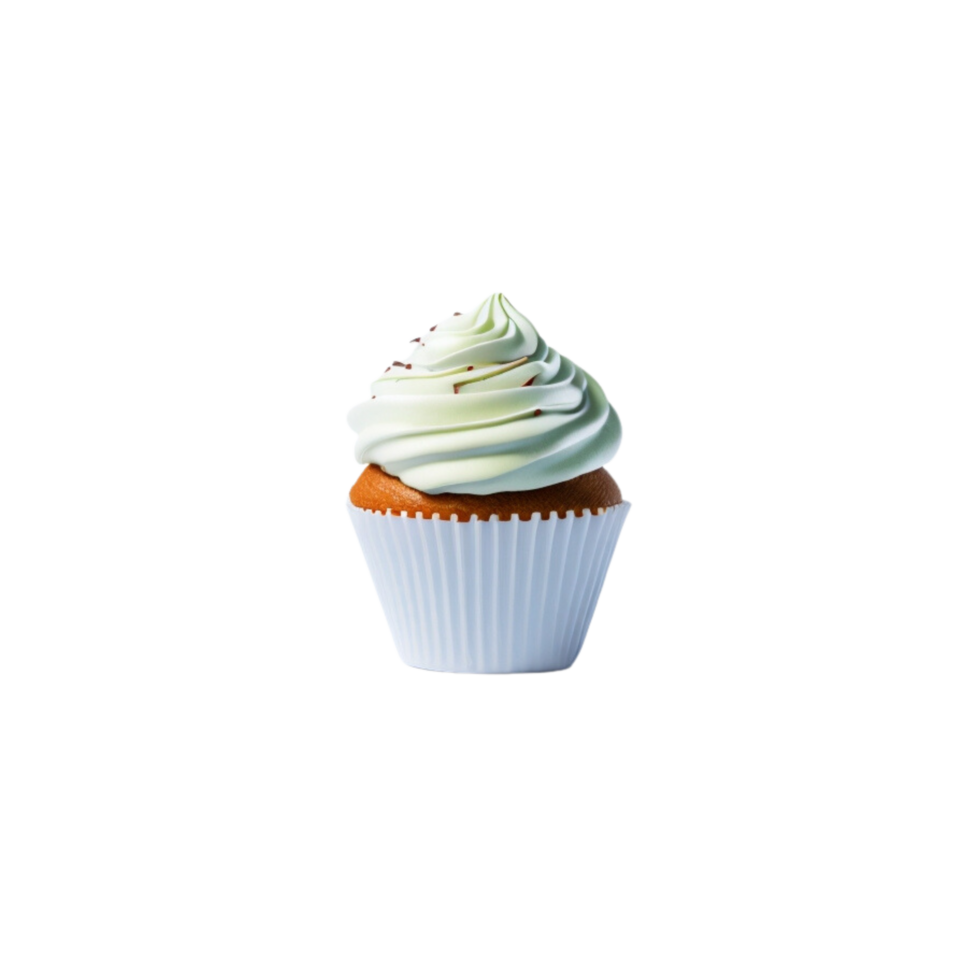 Cupcake with Vanilla cream on the top, Cupcake with cream on the top, Vanilla Creamy cupcake dessert, Muffin cake with Vanilla creamy top, isolated Mini cake, Single serve cake isolated clipart png