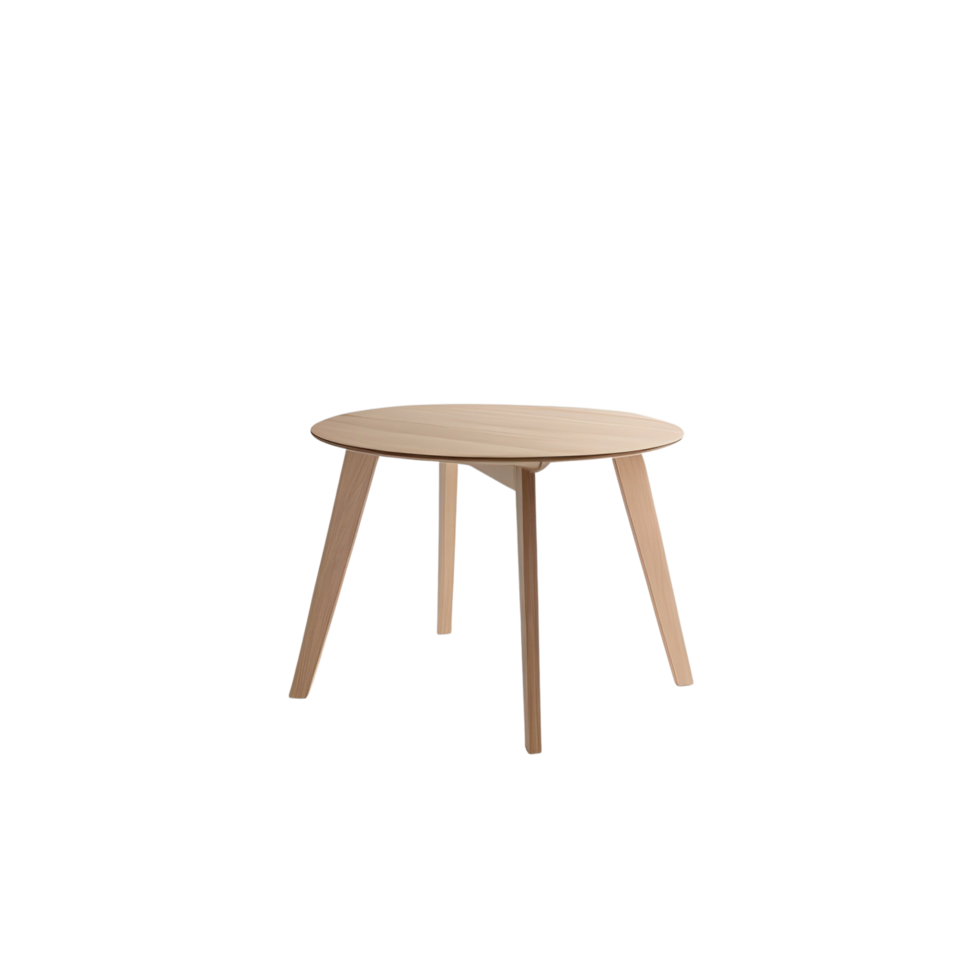 minimalistisch modern houten cirkel leeg dining tafel clip art Aan transparant achtergrond, geïsoleerd houten ovaal schrijven tafel, leven kamer meubilair decor, schrijven bureau, studie tafel, geïsoleerd tafel png