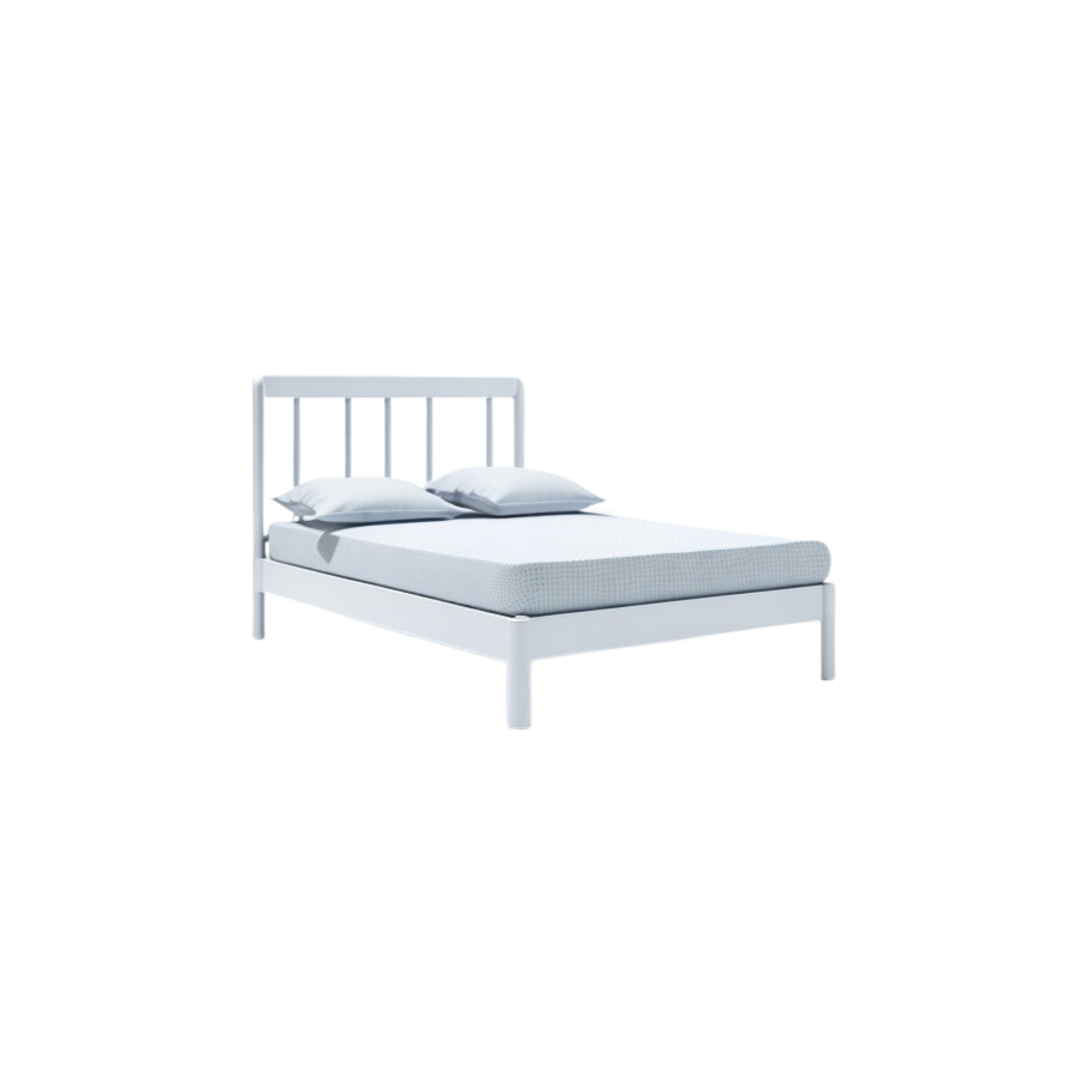 Minimalistic modern Cozy White Bed with Pillow and Blanket clipart on 