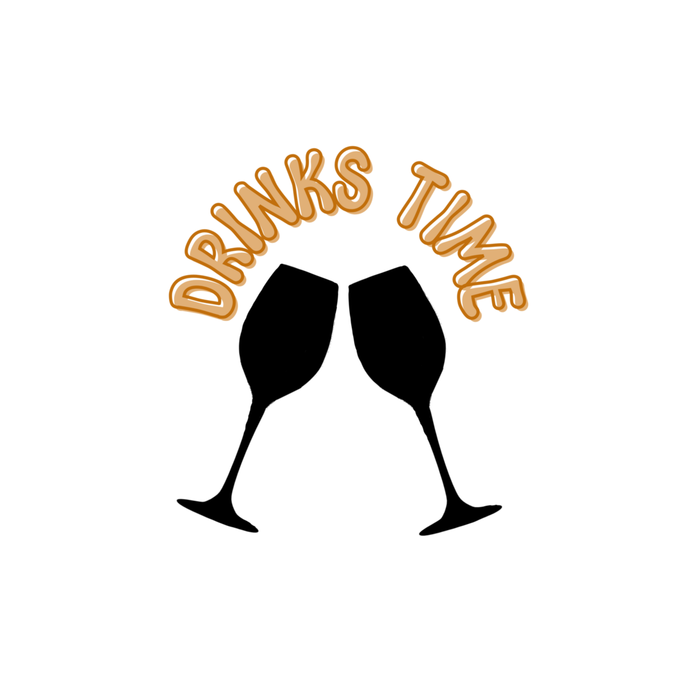 Getränke Zeit Text mit Prost Wein Brille Silhouette Illustration, Prost