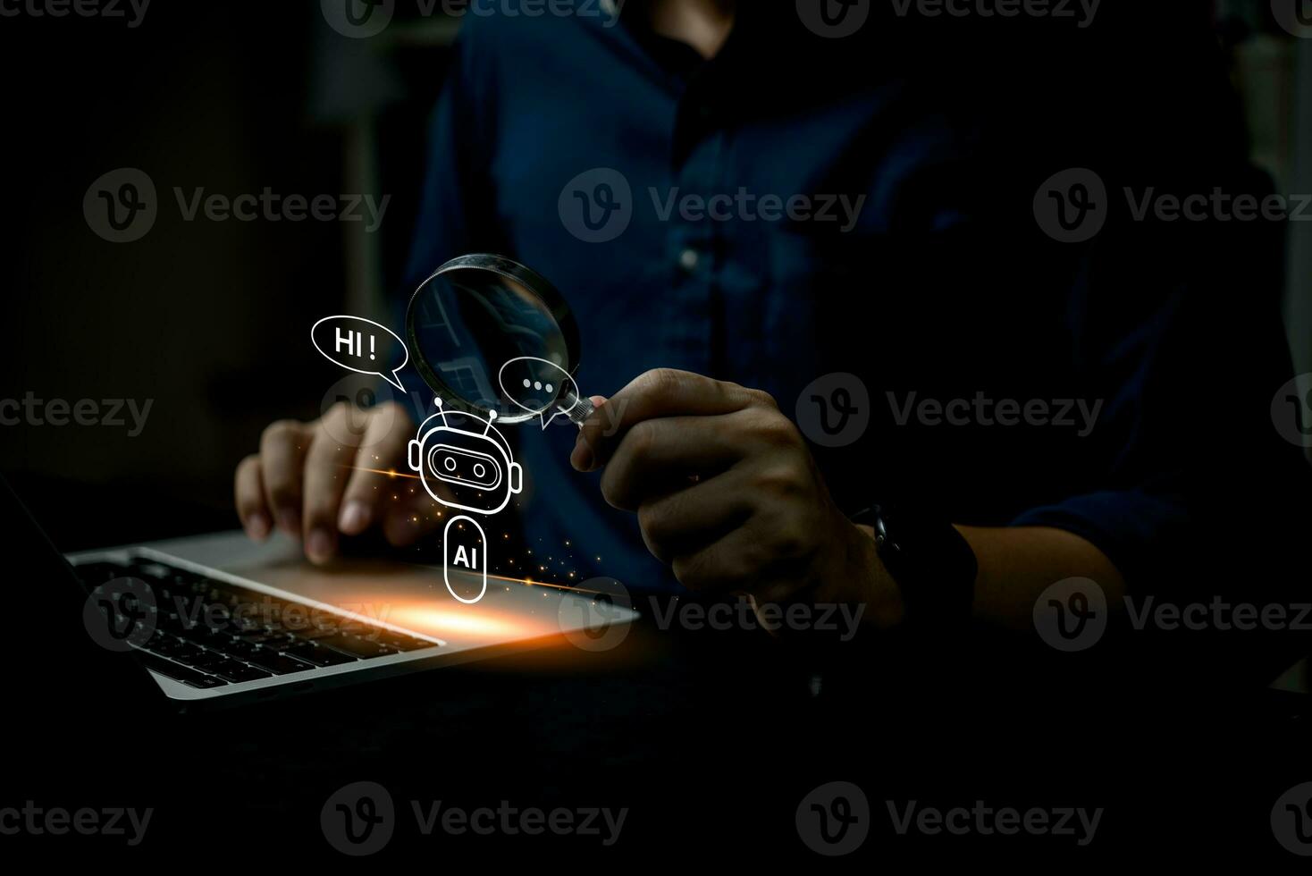 Chatbot conversation Ai Artificial Intelligence technology online customer service.Digital chatbot, robot application, OpenAI generate. Futuristic technology.Virtual assistant on internet. photo