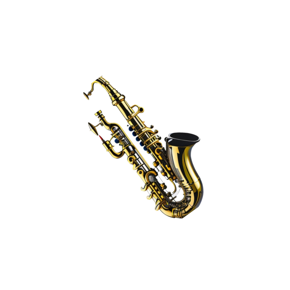 saxofoon musical instrument clip art Aan transparant achtergrond, akoestisch messing musical instrumenten, saxofoon klassiek en jazz- musical instrument, het marcheren bands musical instrument clip art png