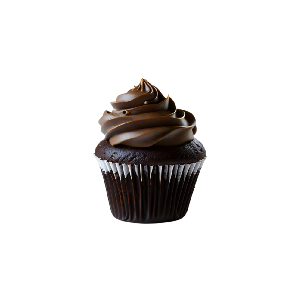 chocolate Cupcake with choco cream on the top, Cupcake with chocolate cream on the top, chocolate Creamy cupcake dessert, Muffin with choco creamy top, isolated Mini cake, Single serve cake png