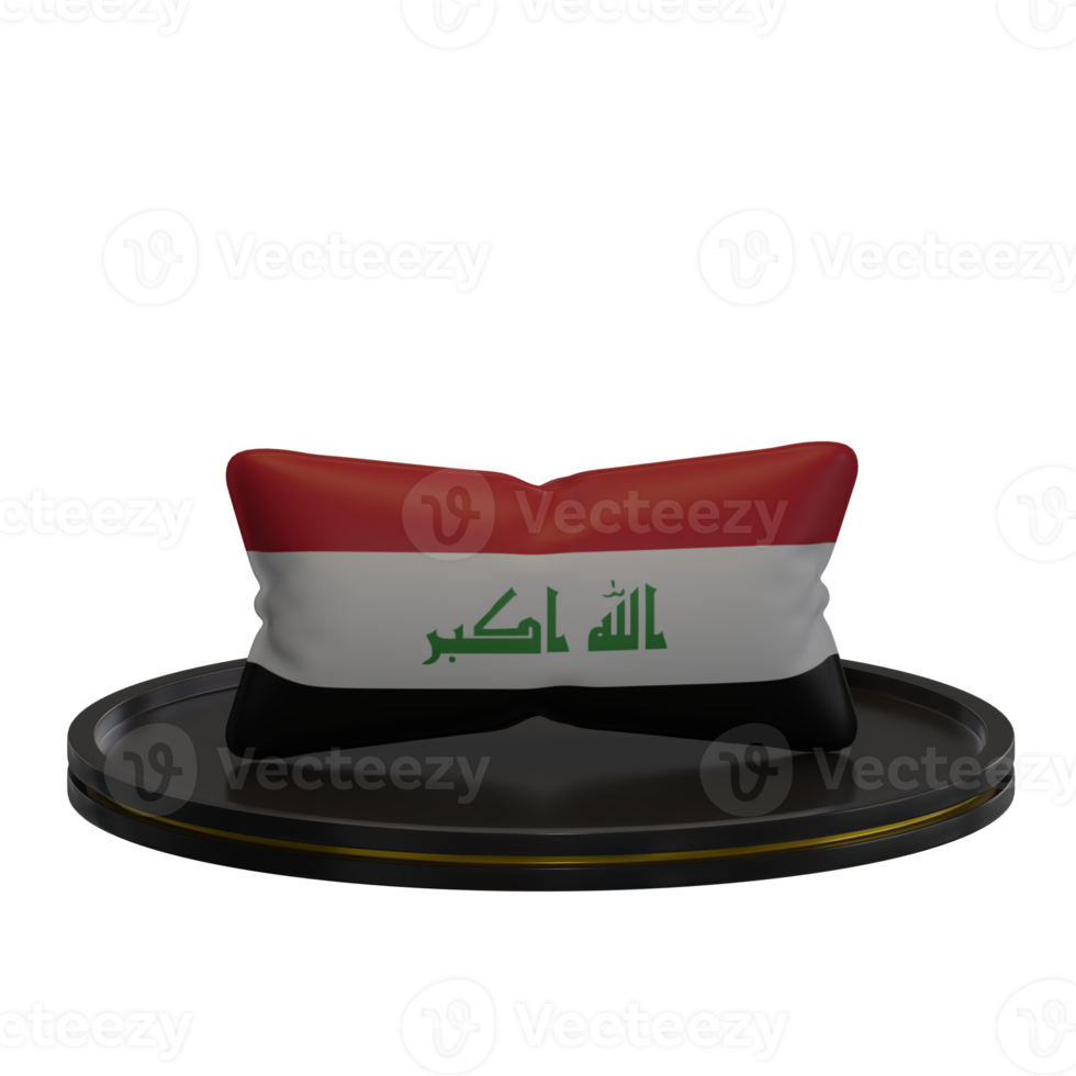 3d rendering pillow with Iraq Flag motif on a podium suitable for project design png