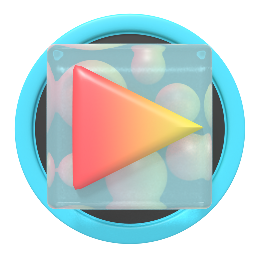 Play button of 3d icon png