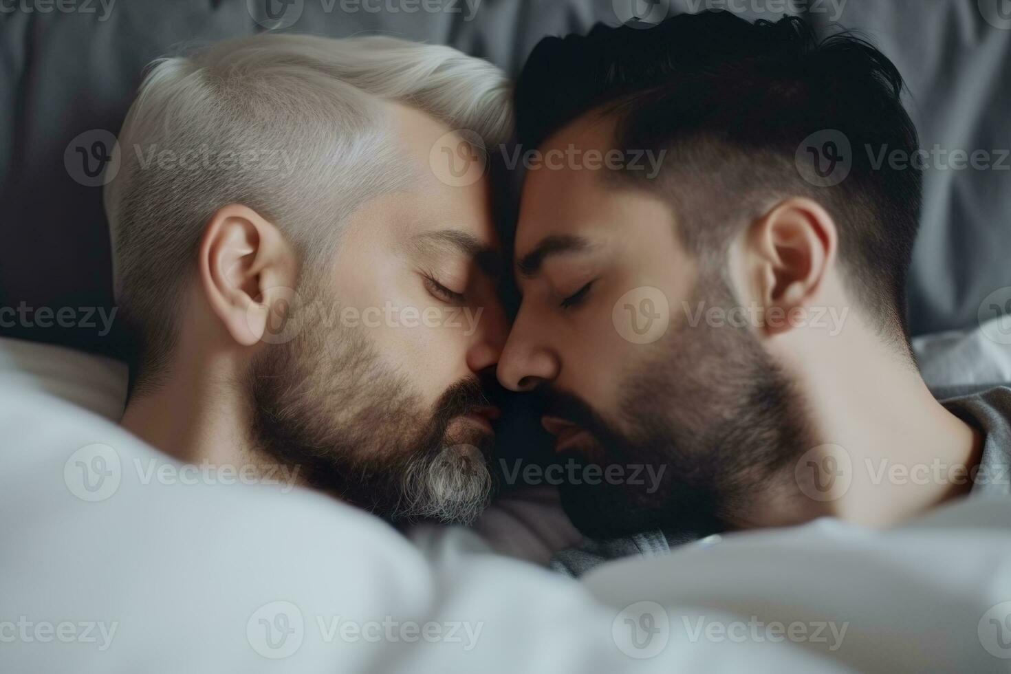 dos hombres gasto hora juntos, besando lesbianas, gay pareja, relación. diversidad, homosexualidad. socios con No tradicional sexual orientación. sensual momento. generativo ai. foto