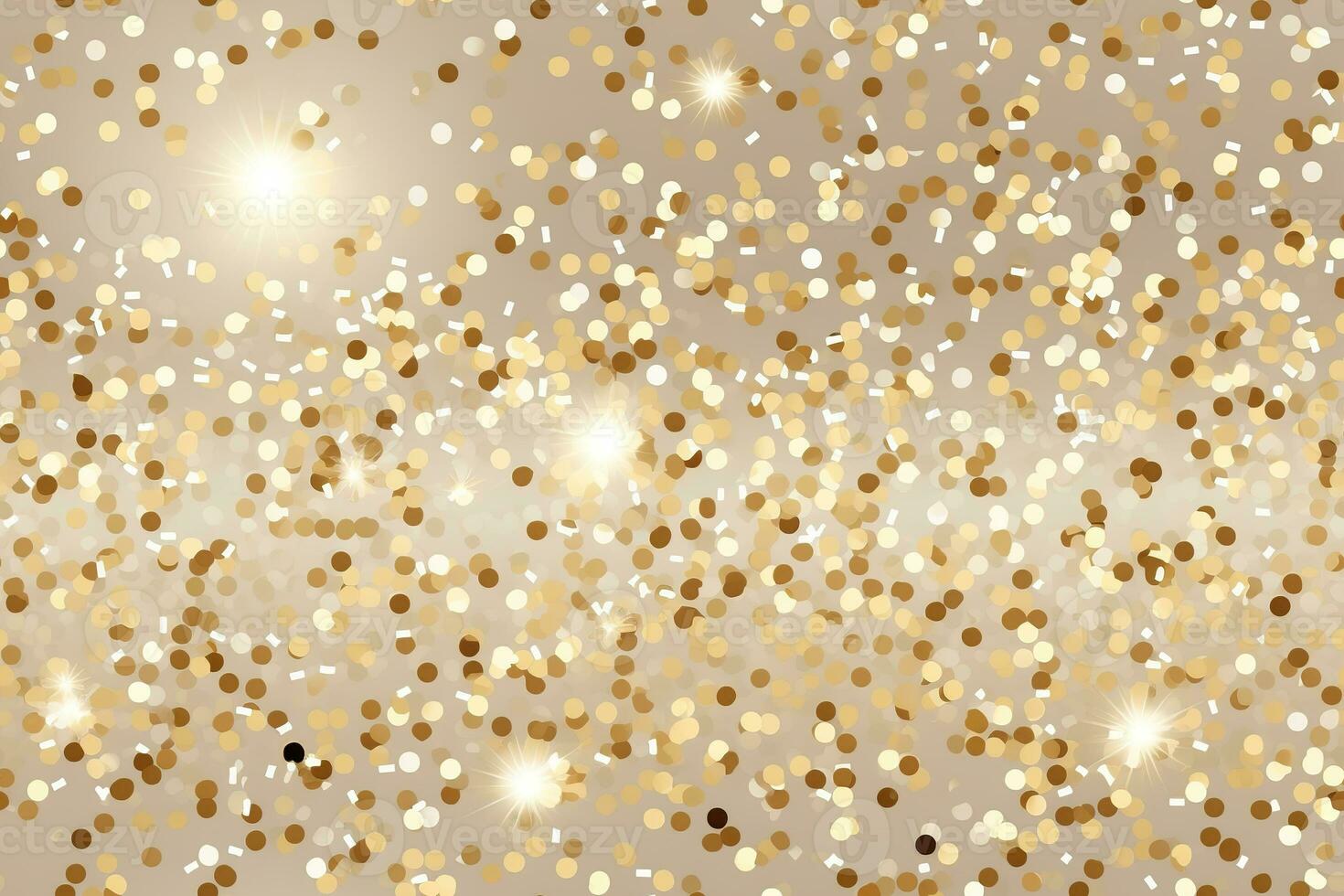 Seamless pattern with golden glitter, sequins. Applicable for wrapping paper, print. Background with shiny sparkles, particles. Repeatable texture. Celebration, festive, event. Generative AI. photo