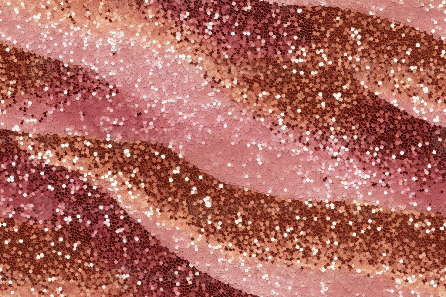 Pink seamless pattern with glitter, sequins. Applicable for wrapping paper, print. Background with shiny sparkles, particles. Waves, curves. Repeatable texture. Celebration, event. Generative AI. photo