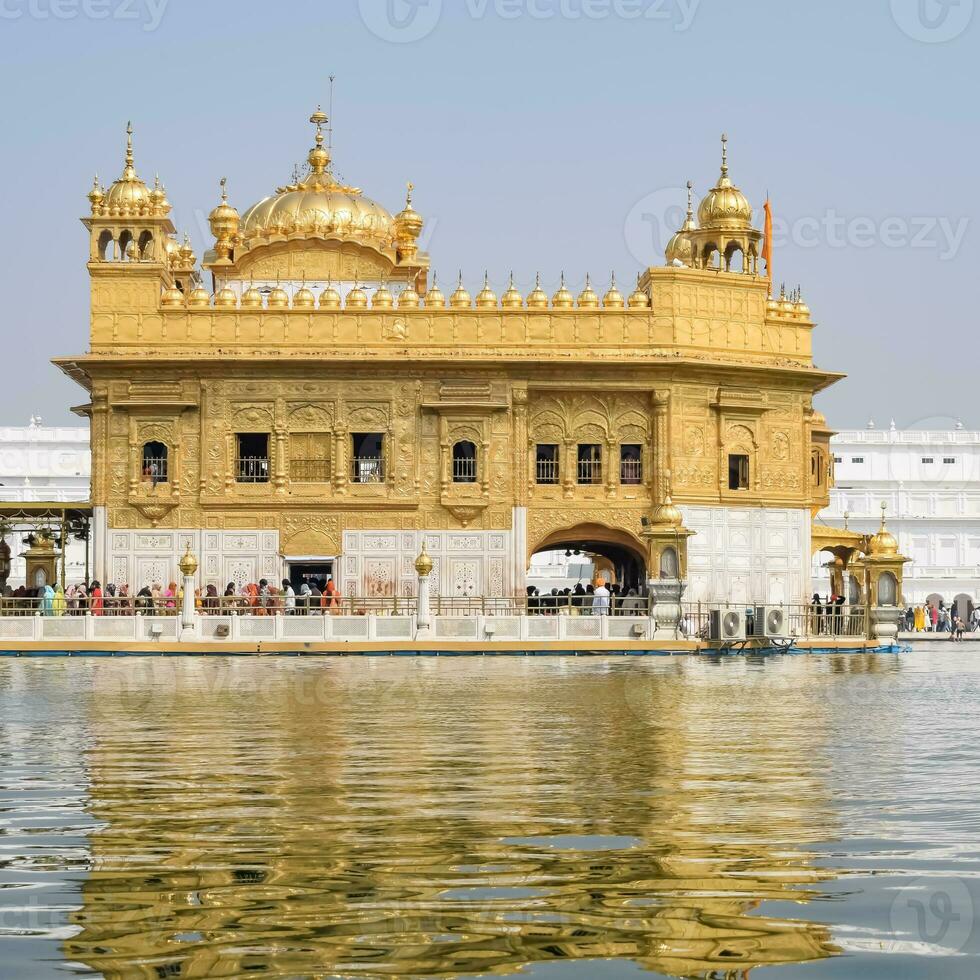 Beautiful view of Golden Temple - Harmandir Sahib in Amritsar, Punjab, India, Famous indian sikh landmark, Golden Temple, the main sanctuary of Sikhs in Amritsar, India photo