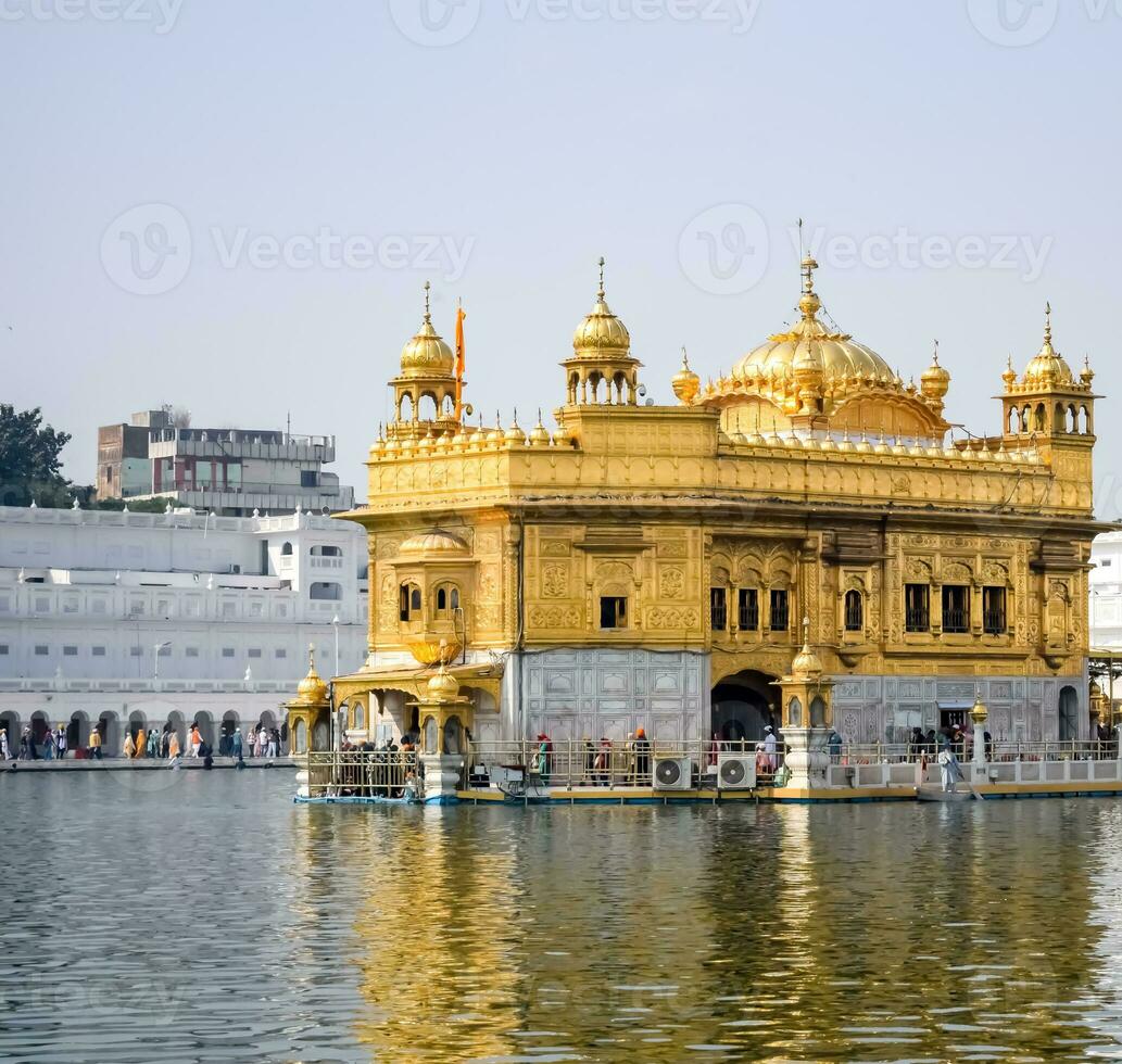Beautiful view of Golden Temple - Harmandir Sahib in Amritsar, Punjab, India, Famous indian sikh landmark, Golden Temple, the main sanctuary of Sikhs in Amritsar, India photo