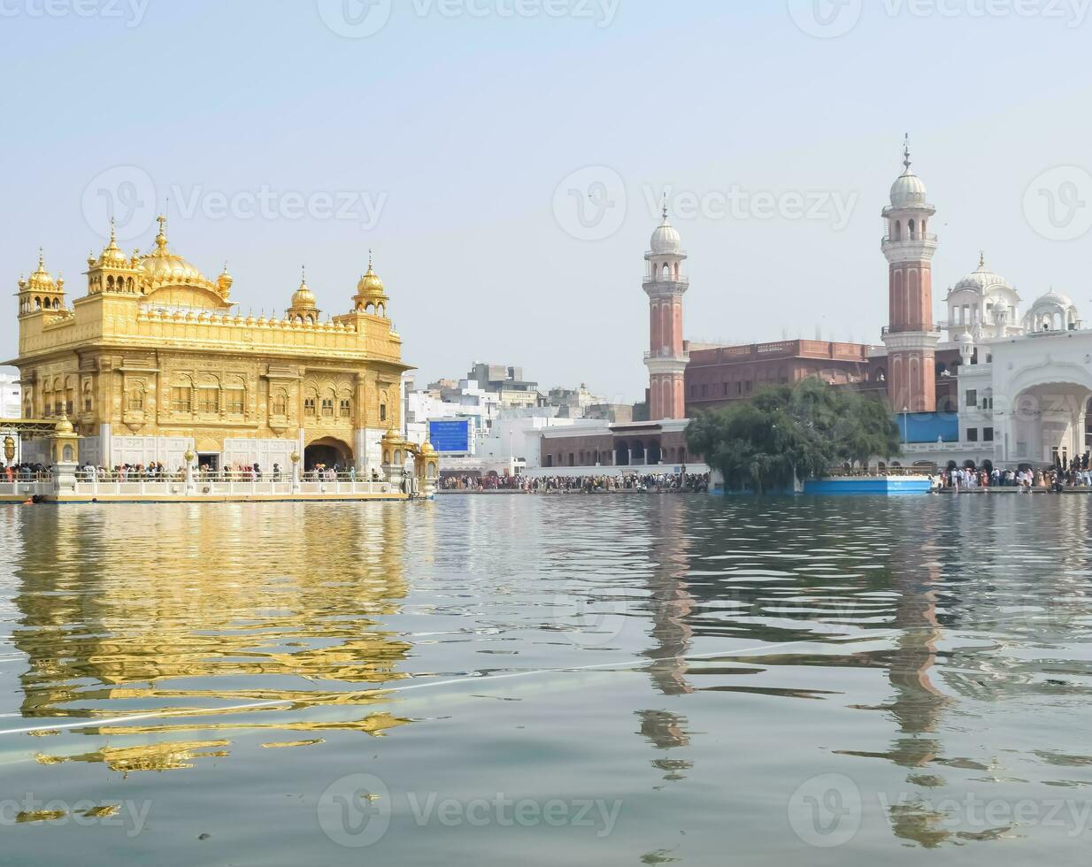 Beautiful view of Golden Temple - Harmandir Sahib in Amritsar, Punjab, India, Famous indian sikh landmark, Golden Temple, the main sanctuary of Sikhs in Amritsar, India photo