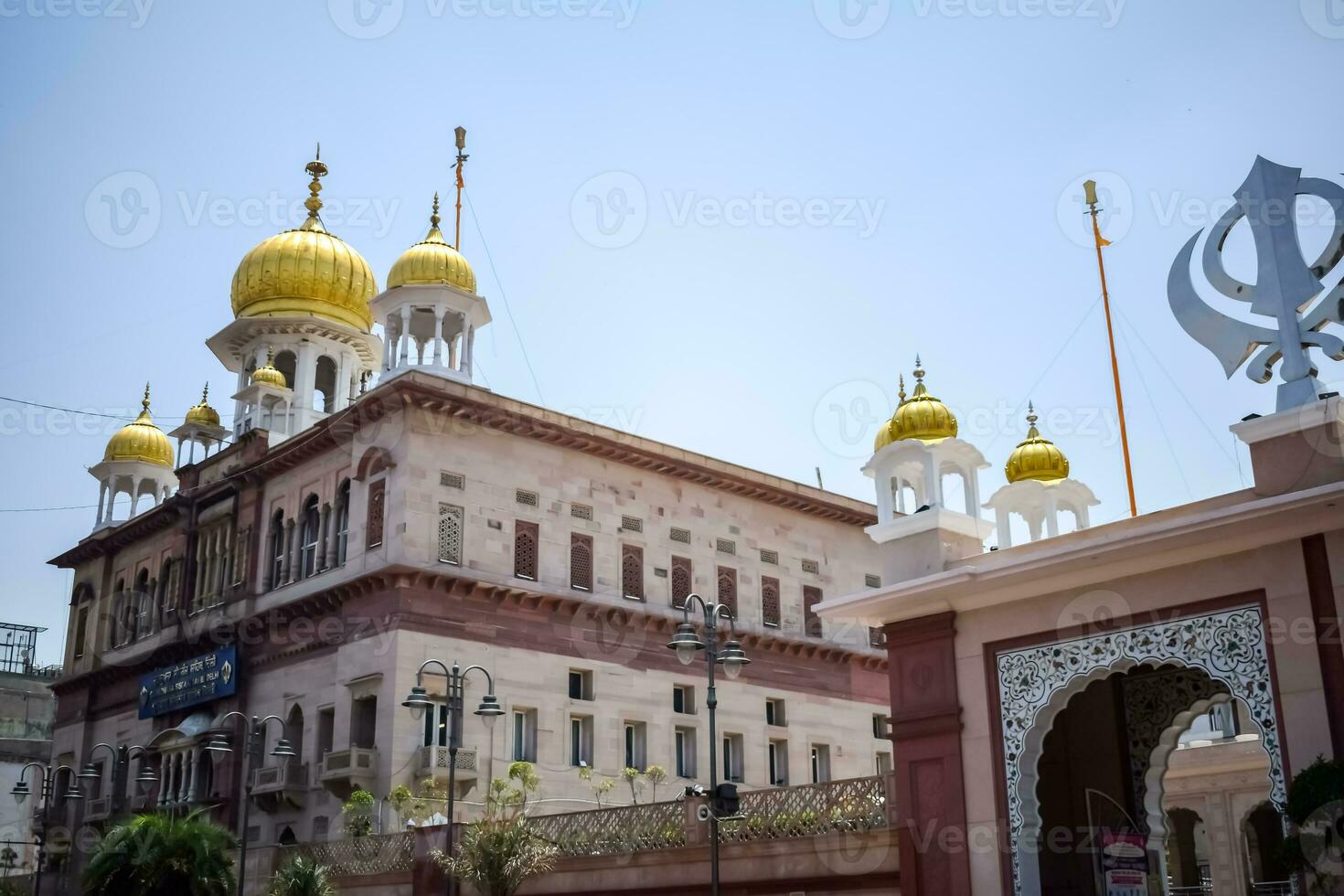 Gurudwara Sis Ganj Sahib is one of the nine historical Gurdwaras in Old Delhi in India, Sheesh Ganj Gurudwara in Chandni Chowk, opposite Red Fort in Old Delhi India photo