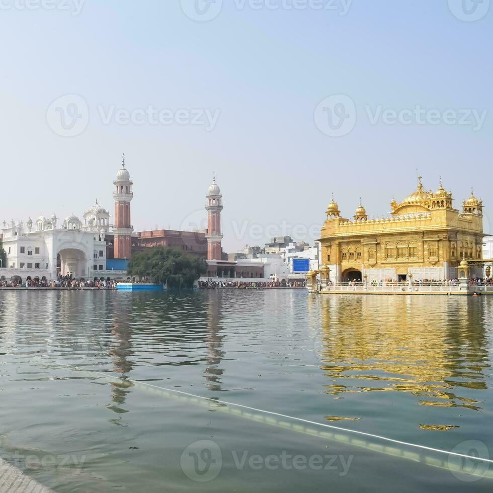 Beautiful view of Golden Temple - Harmandir Sahib in Amritsar, Punjab, India, Famous indian sikh landmark, Golden Temple, the main sanctuary of Sikhs in Amritsar, India photo