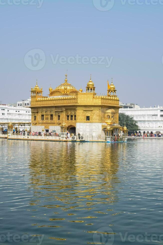Beautiful view of Golden Temple - Harmandir Sahib in Amritsar, Punjab, India, Famous indian sikh landmark, Golden Temple, the main sanctuary of Sikhs in Amritsar, India photo