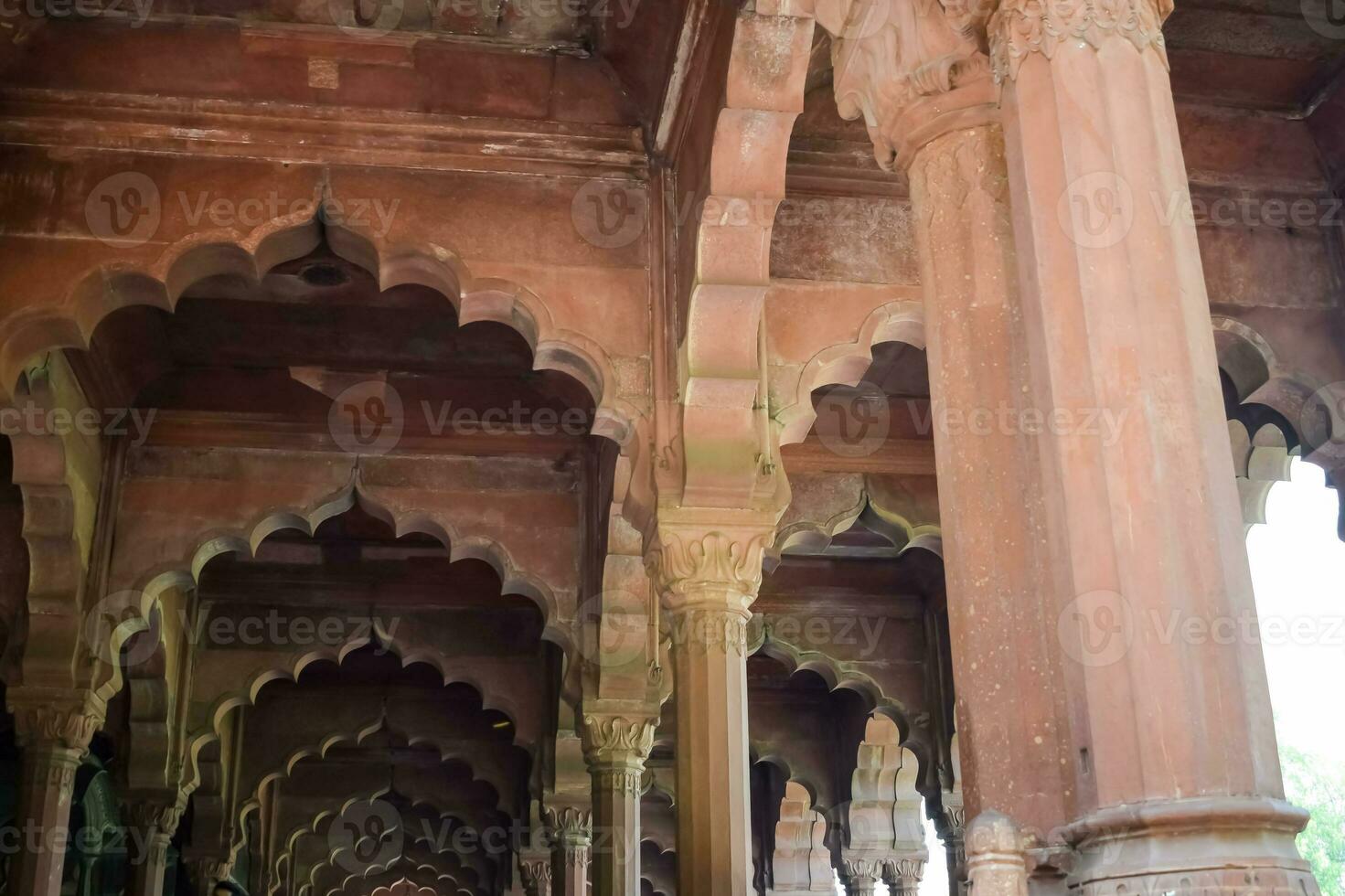 Architectural details of Lal Qila - Red Fort situated in Old Delhi, India, View inside Delhi Red Fort the famous Indian landmarks photo