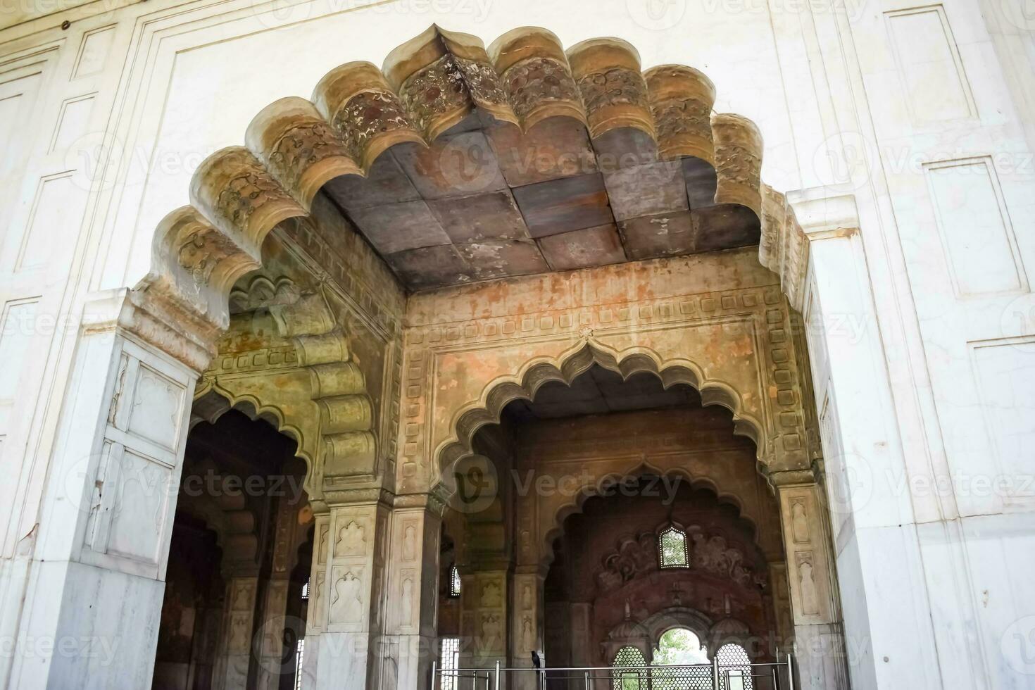 Architectural details of Lal Qila - Red Fort situated in Old Delhi, India, View inside Delhi Red Fort the famous Indian landmarks photo