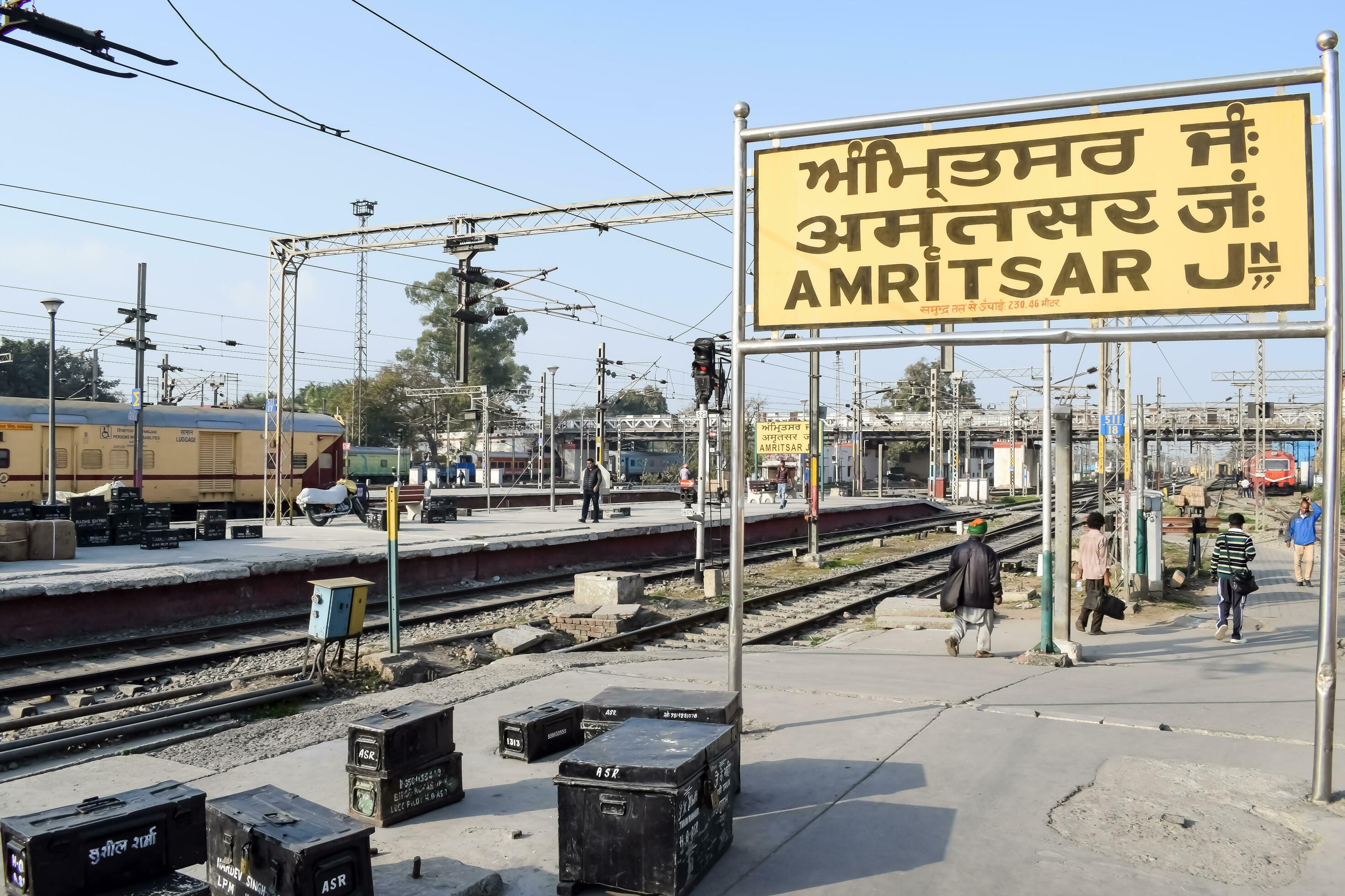 Amritsar India May 31 2023 Amritsar railway station platform Amritsar India May 31 2023 Amritsar railway station platform