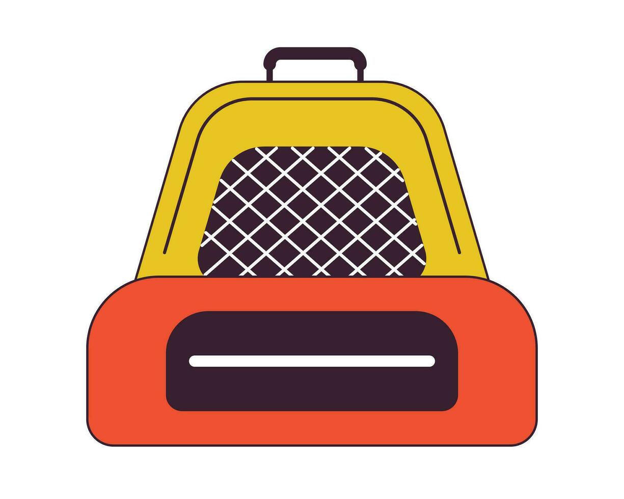 School backpack flat line color isolated vector object. Small rucksack bag. Student schoolbag. Editable clip art image on white background. Simple outline cartoon spot illustration for web design