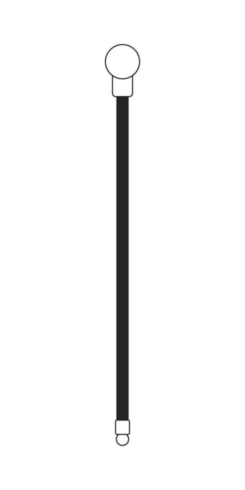 Cane for walking flat monochrome isolated vector object. Editable black and white line art drawing. Simple outline spot illustration for web graphic design