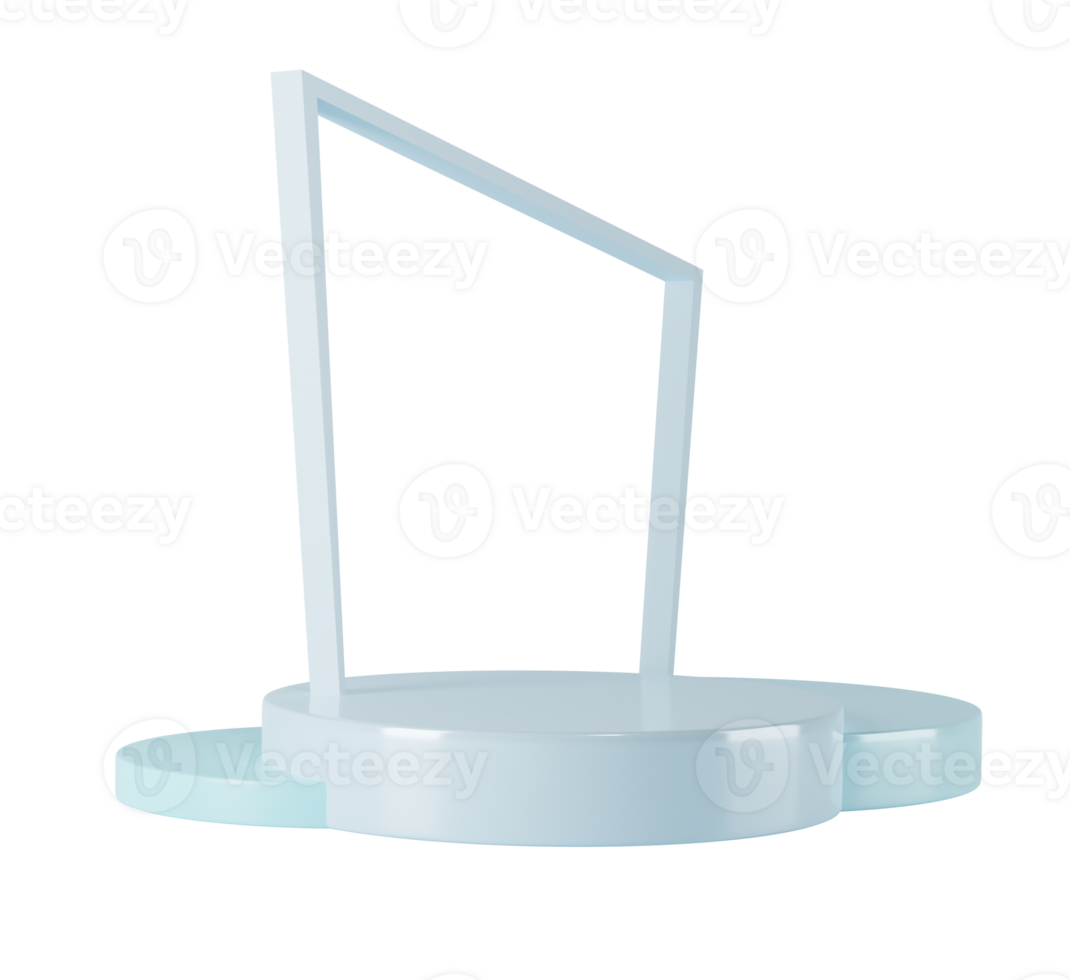minimalistische ronde blauw podium met poort en tafereel met 3d renderen abstract achtergrond samenstelling, illustratie bespotten omhoog van geometrie platform vorm voor Product Scherm. geïsoleerd met knipsel pad png