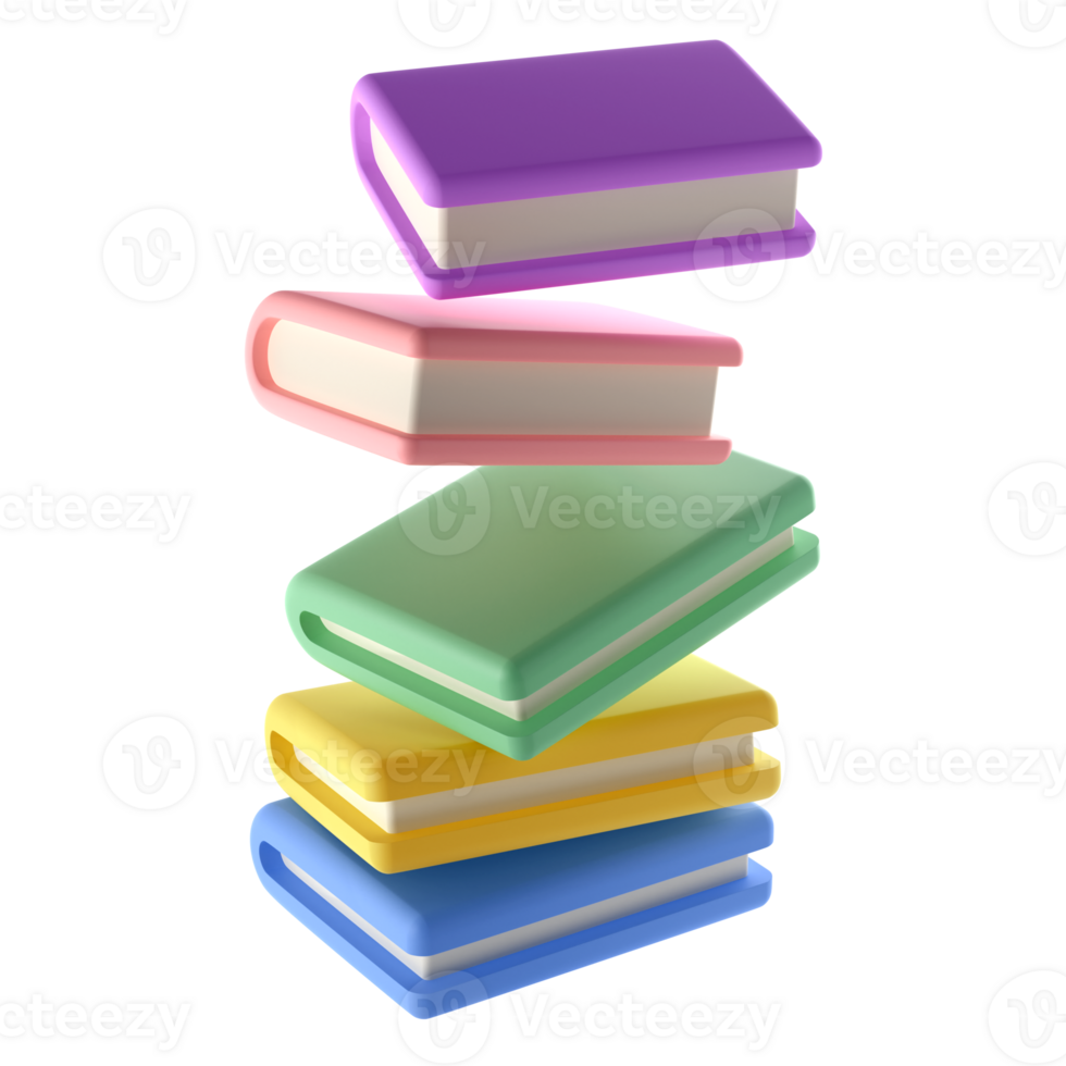 3D Stack of Closed Book in air Icon. Isolated with clipping path. Render Educational Literature. Reading Education back to school concept png