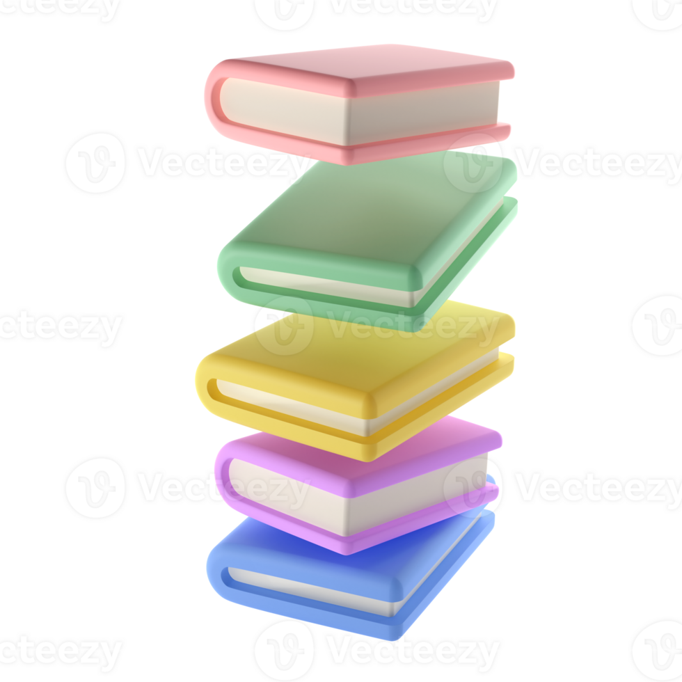 3D Stack of Closed Books in air Icon Isolated with clipping path. Render Educational or Business Literature. Reading Education, E-book, Literature, Encyclopedia, Textbook Illustration png