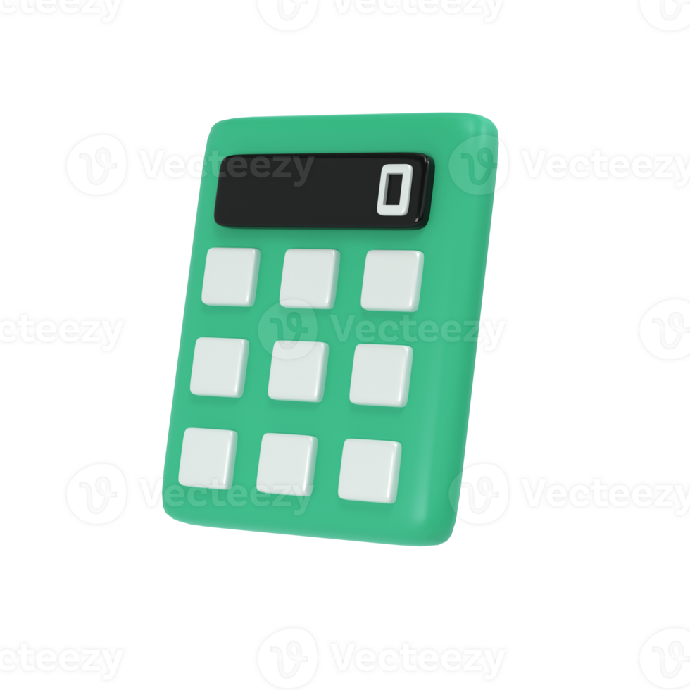 3d vert calculatrice icône école Bureau isolé transparent png. objet sur mathématiques, finance, comptabilité et économie. moderne la toile symbole png