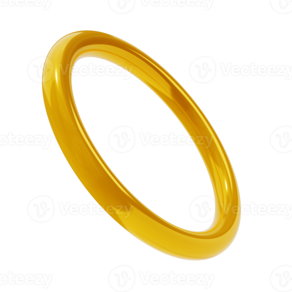 3d geven vorm metalen gouden abstract ring. glanzend meetkundig primitief goud voorwerp ronde geïsoleerd transparant png. iriserend modieus ontwerp png