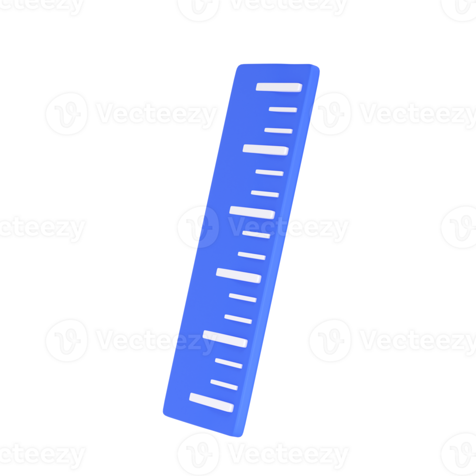 3D Ruler icon school isolated transparent png. Simple office supplies. Rule measure length scale. Trendy and modern png