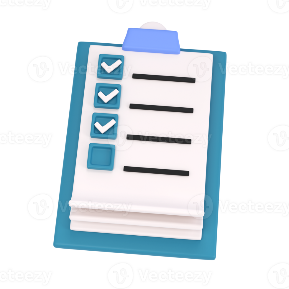 3d white clipboard icon task management todo check list isolated transparent png. Work project plan concept, fast checklist, posting plan. productivity checklist png