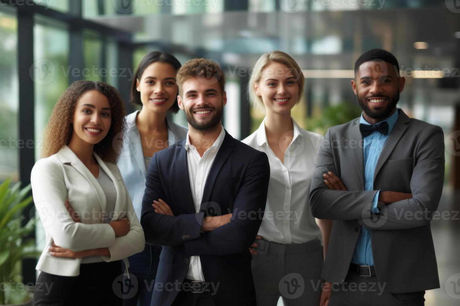 Smiling multiethnic business team, friendly colleagues in office. Business meeting. photo