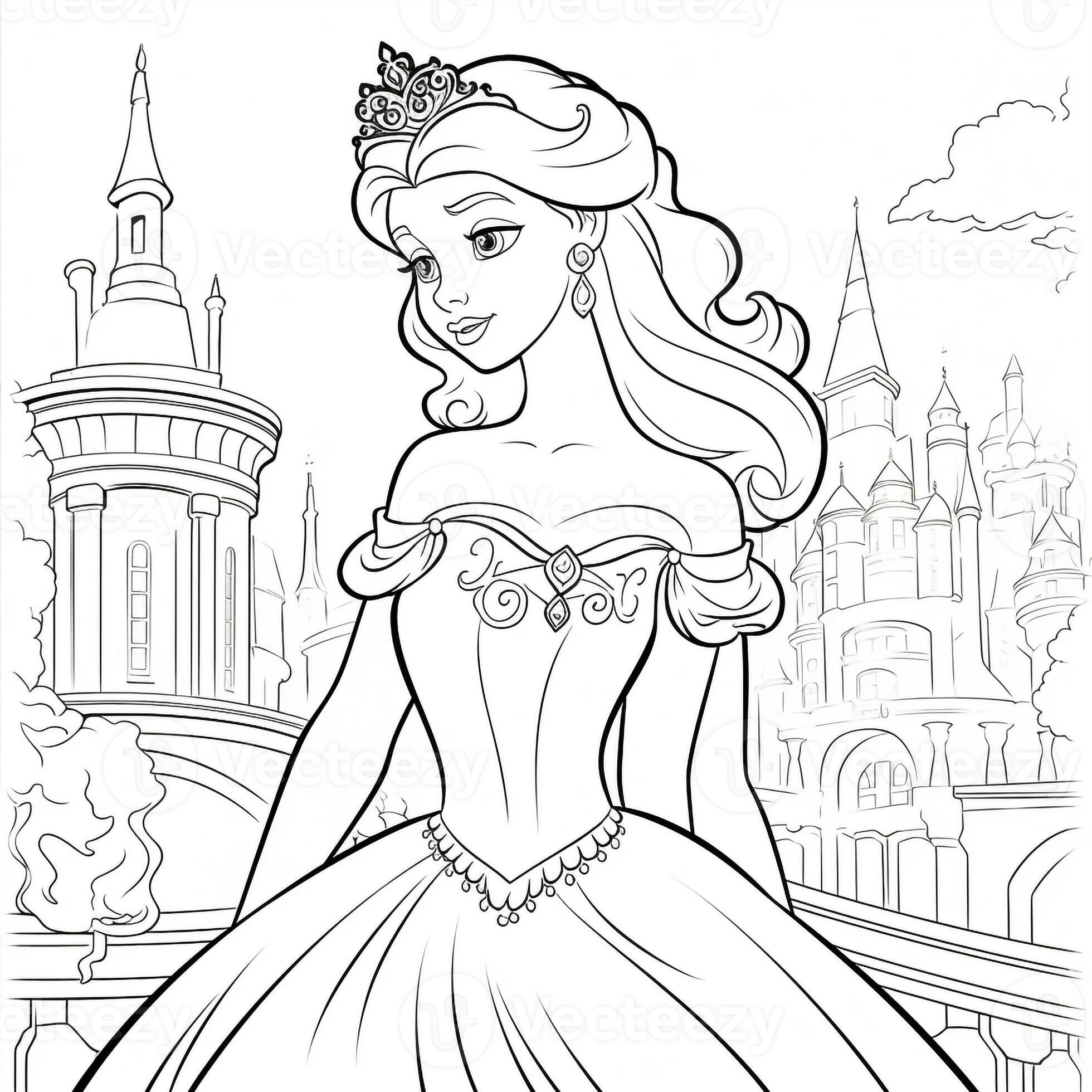 Princess Coloring Page 26846563 Stock Photo at Vecteezy